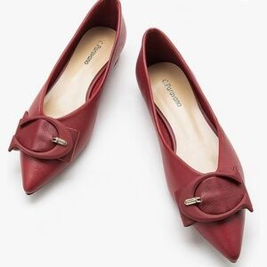 NWOT~C.Paravano Flat Shoes~Red Grain~Size-EU 40 - US 9.5